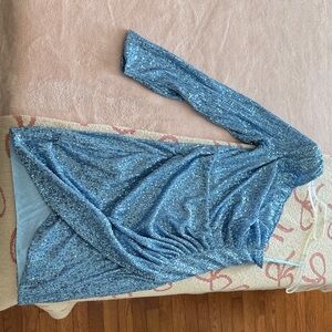 Fashion Nova Blue Sequin Midi Dress